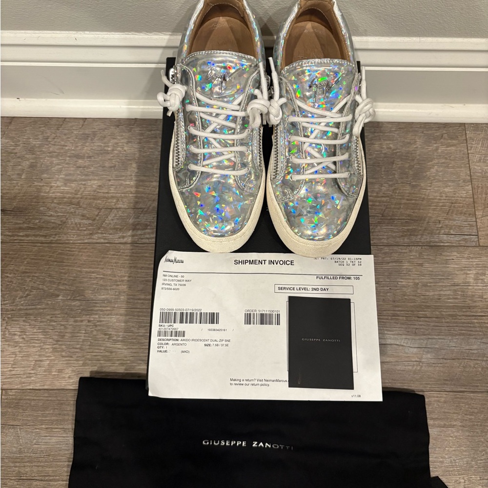 Giuseppe Zanotti Silver Holographic Sneakers